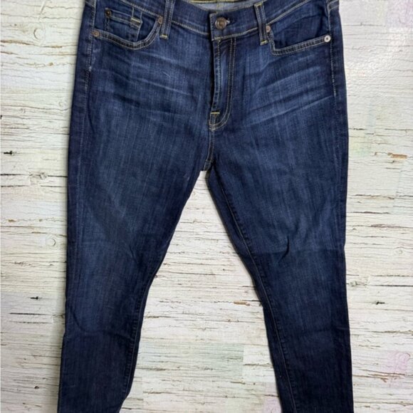 7 For All Mankind Skinny Crop and Roll Jeans Cuffed Dark Wash size 31 - Picture 2 of 9